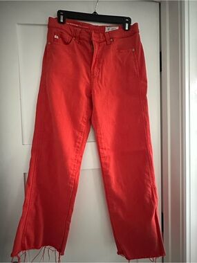 Ag Adriano Goldschmied Red-Orange Wide Leg Jeans